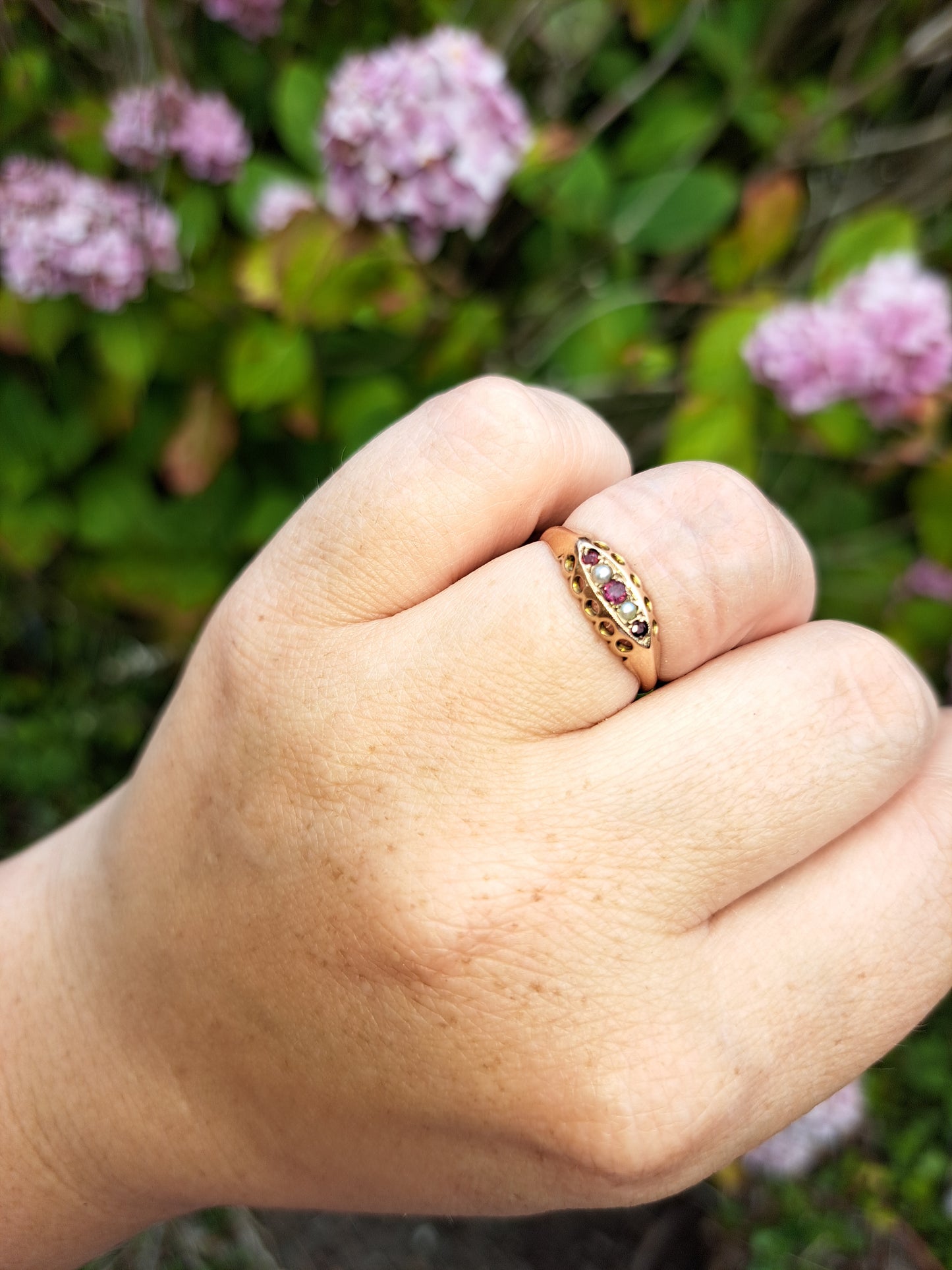 Antique Ruby & Seed Pearl Gypsy Band