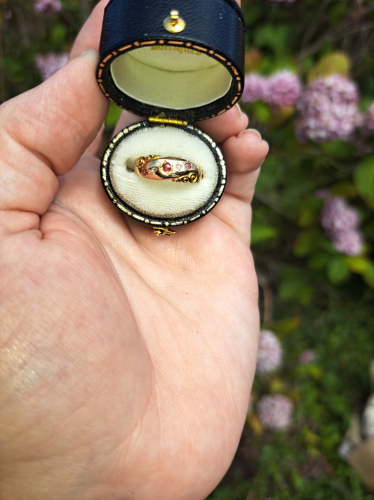 Antique Ruby & Diamond Gypsy Scroll Ring